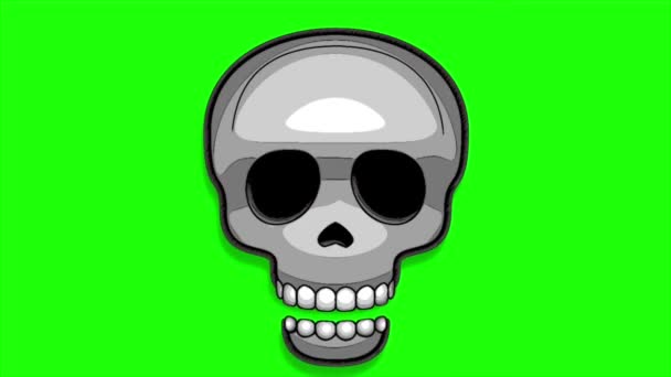 Green Screen Video Animation Skull Sticker Comic Style Remove Green — Stock Video