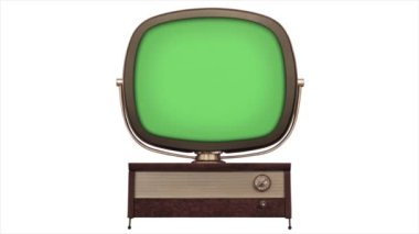Yeşil ekran 3d TV 1958 model geriye dönük televizyon. Slayt sol açılır ve açılır - Slayt slayt sol & kapat.