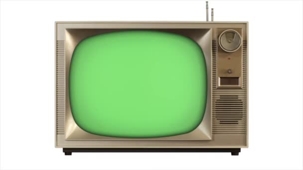 Écran Vert 1960 Télévision Rétro Construire Dans Style Fondre Allumer — Video