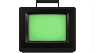 Yeşil ekran 3d TV 1988 retro TV açılışı - açılışta ve açılışta stil kaybolur ve kapanır