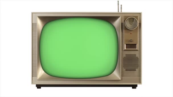 緑の画面3Dテレビ1960レトロなテレビのスタイルのスライドアップで構築 スタイルのスライドダウンを構築 — ストック動画