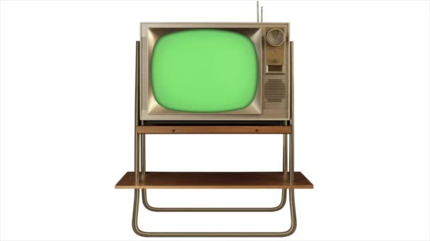 Зелений Екран Телевізор 1960 Ретро Телевізор Вбудований Стиль Вимкнути Стиль — стокове відео