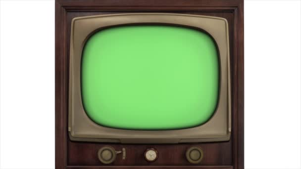 Pantalla Verde Tv1965 Retro Construir Estilo Diapositiva Derecha Construir Estilo — Vídeos de Stock