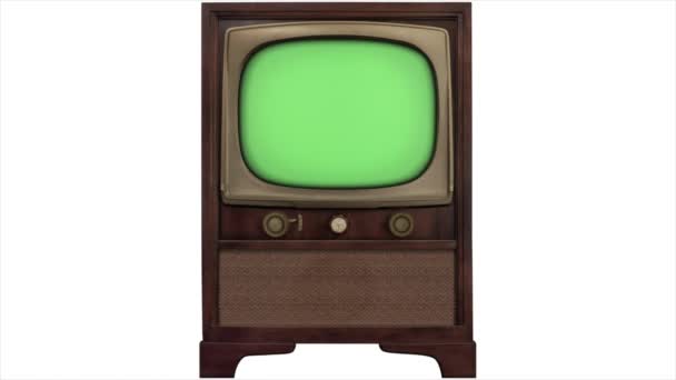 Зеленый Экран 1965 Ретро Build Style Slide Right Turn Build — стоковое видео