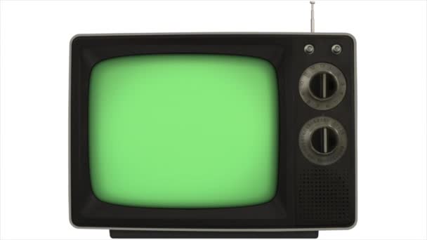 Zelená Obrazovka 1980 Retro Postavené Velkém Stylu Zapnout Vybudovat Styl — Stock video