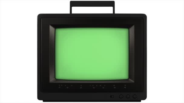 绿色屏幕3D电视在风格幻灯片左边构建样式幻灯片左边 — 图库视频影像