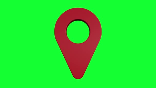 Zelená Obrazovka Video Ikona Mapa Marker Červenou Barvou — Stock video
