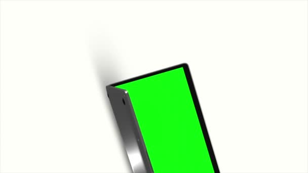Portátil Modelo Movimiento Con Una Pantalla Lcd Portátil Verde Una — Vídeos de Stock