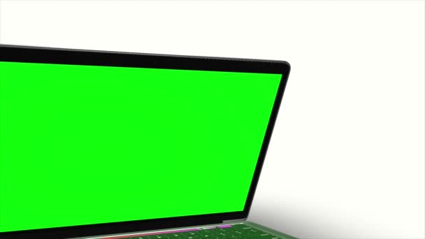 Portátil Modelo Movimiento Con Una Pantalla Lcd Portátil Verde Una — Vídeos de Stock