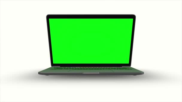 Bärbar Dator Modell Som Rör Sig Med Grön Laptop Lcd — Stockvideo