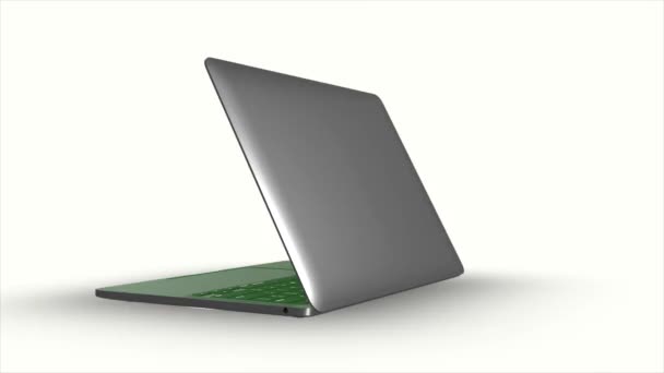 Bärbar Dator Modell Som Rör Sig Med Grön Laptop Lcd — Stockvideo