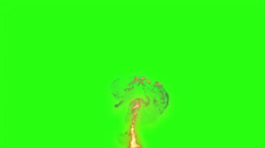 Yeşil ekran arka planında hareket bulanıklığı olan animasyon gerçek yangın