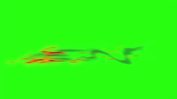 Φωτιά Κινουμένων Σχεδίων Θαμπάδα Κίνηση Πράσινο Φόντο Οθόνη — Αρχείο Βίντεο