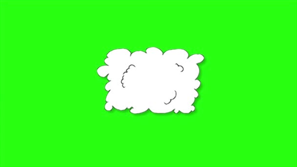 Цикл Анімації Коміксів Хмара Фоні Зеленого Екрану — стокове відео