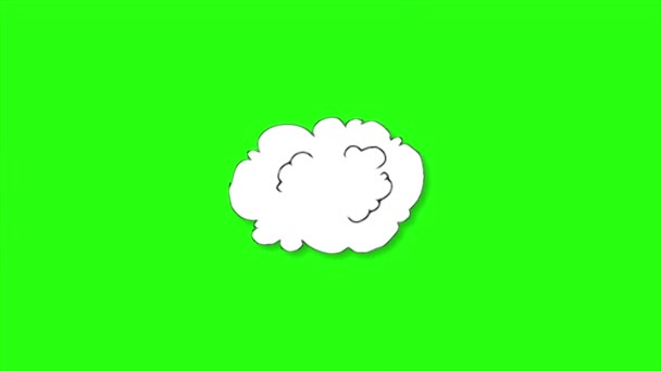 Loop Animation Comic Cloud Green Screen Background — Stock Video
