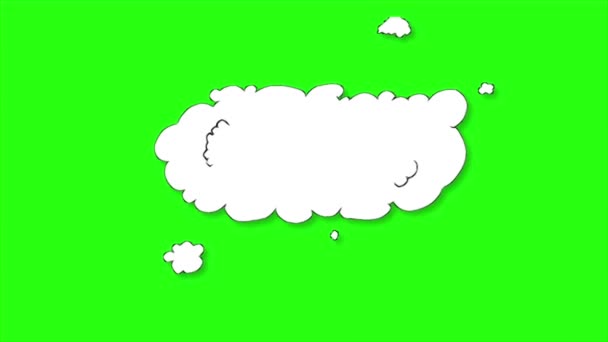 Loop Animatie Komische Wolk Groen Scherm Achtergrond — Stockvideo