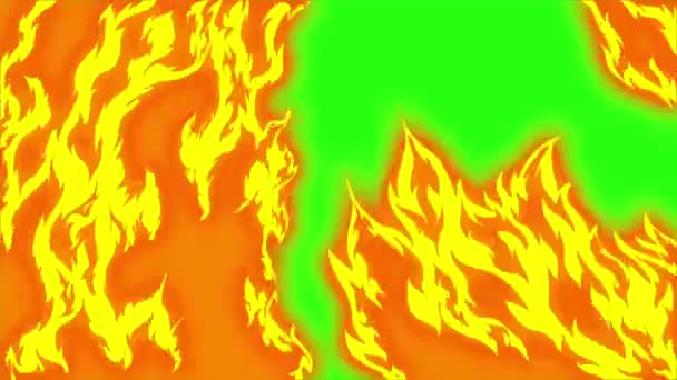 Schleifenanimation Feuer Auf Grünem Bildschirm Hintergrund — Stockvideo