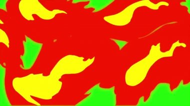 Yeşil ekran arka planında çizgi roman tarzıyla canlandırma ateşini döndür