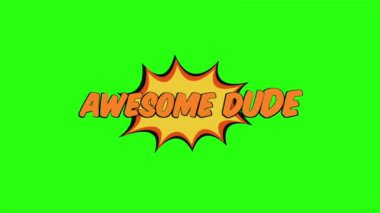 Yeşil ekran arka planında çizgi roman tarzı olan harika bir erkek metin animasyonu