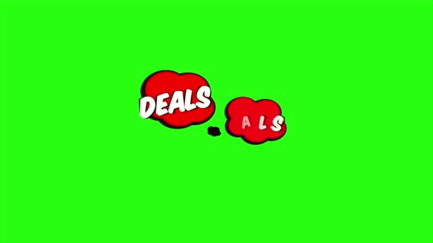 Deals Text Animation Mit Comic Stil Auf Grünem Hintergrund — Stockvideo