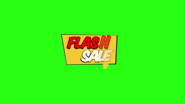 Flash Πώληση Κείμενο Animation Κωμικό Στυλ Πράσινο Φόντο Οθόνη — Αρχείο Βίντεο
