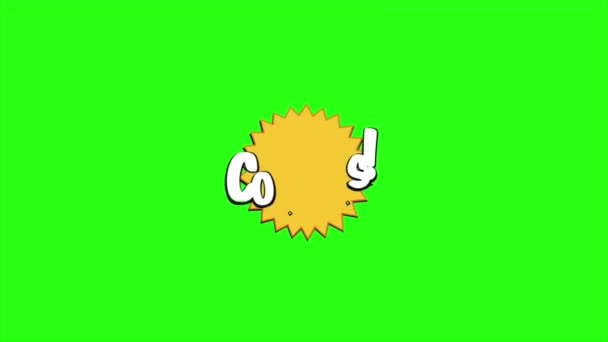 Κουπόνια Κείμενο Animation Κωμικό Στυλ Πράσινο Φόντο Οθόνη — Αρχείο Βίντεο