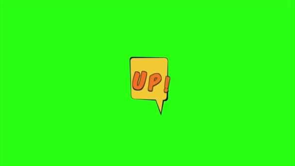 Upp Text Animation Med Komisk Stil Grön Skärm Bakgrund — Stockvideo
