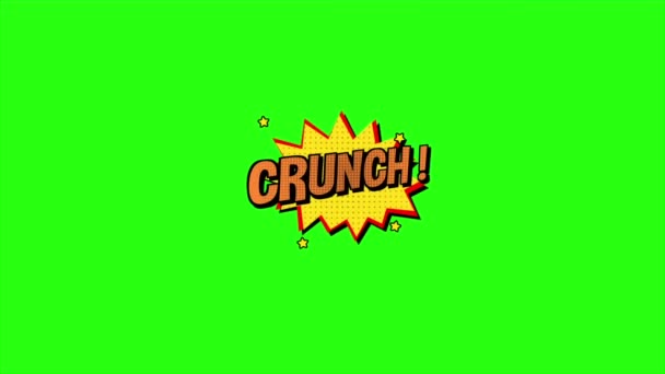 Crunch Animação Texto Cômico Fundo Tela Verde — Vídeo de Stock