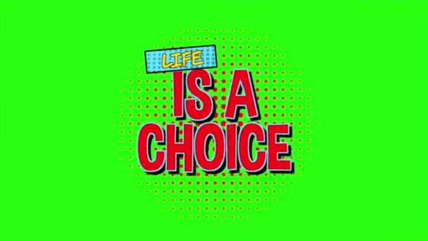 Life Choice Text Comic Style Animationon Green Screen Background — Stock video