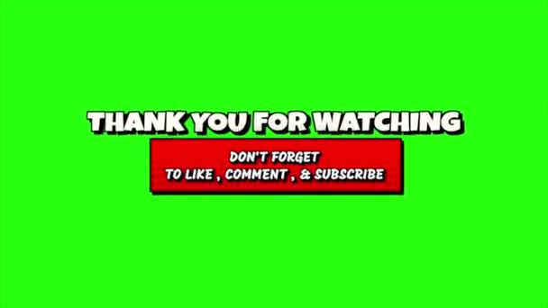 Tack För Att Tittar Text Med Komisk Stil Animation Grön — Stockvideo