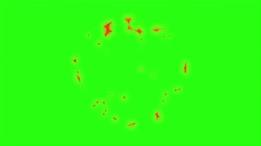 Yeşil ekran arka planında döngü canlandırma efekti patlaması, patlama mermisi sıcak etkisi
