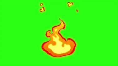 Yeşil ekran arka planında döngü canlandırma yangını, alev topu döngüsü efekti