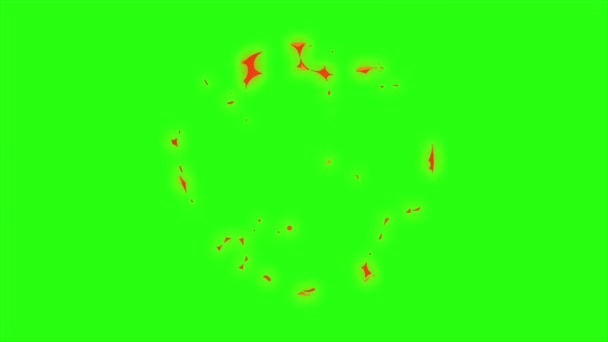 Boucle animation effet exploison sur fond d'écran vert, exploison rond éclatement effet chaud