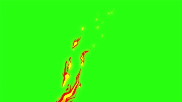 绿色屏幕背景下的循环动画火 火球方法 掉落边缘效果 — 图库视频影像