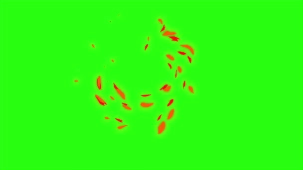 Loop Animatie Vuur Groen Scherm Achtergrond Vuurbal Tuimelen Zijwaarts Effect — Stockvideo