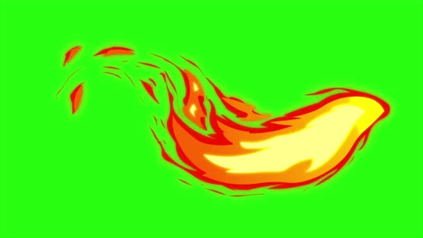 绿色屏幕背景下的循环动画火 火球横向旋转效果 — 图库视频影像