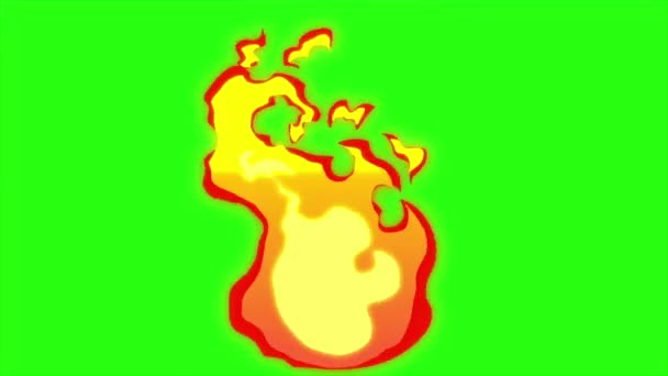 緑の画面の背景にループアニメーション火災 炎ループ効果 — ストック動画