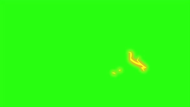 Цикл Анимации Электрические Молнии Зеленом Фоне Экрана Молния Отскок Эффект — стоковое видео