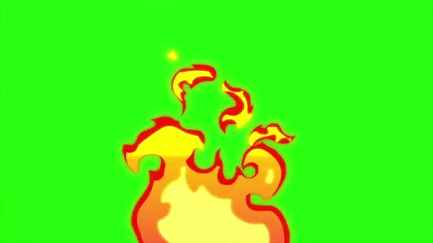 緑の画面の背景にループアニメーションの火災 炎の底端 ループ効果 — ストック動画