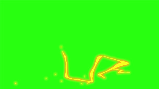 Петля Анимации Электрические Молнии Зеленом Фоне Экрана Удар Молнии Отскок — стоковое видео