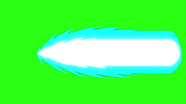 緑の画面の背景にアニメーションの銃口アクション効果 レーザー横方向に大きな効果 — ストック動画