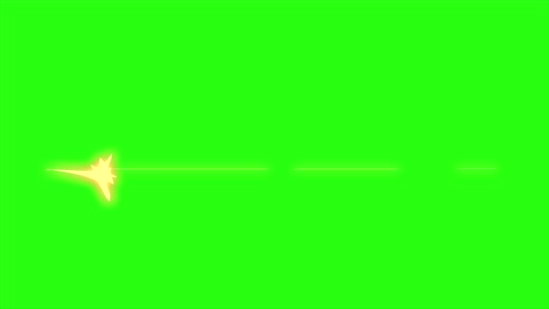 緑の画面の背景にアニメーションの銃口アクション効果 シングルショット横効果 — ストック動画