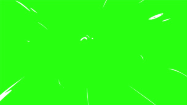 緑の画面の背景にアニメーションのスウッシュアクション効果 スウッシュセンターバースト完全な効果 — ストック動画