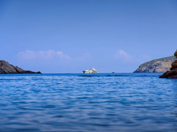 Yacht during summer in aegean island of Serifos, Cyclades