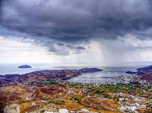 Storm over aegean island port in Serifos, Cyclades, Greece