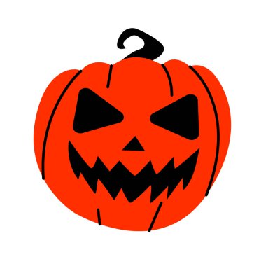Halloween pumpkin with scary face on white. Evil pumpkin.