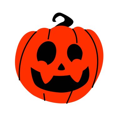 Halloween pumpkin with scary face on white. Evil pumpkin.