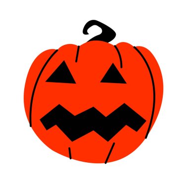 Halloween pumpkin with scary face on white. Evil pumpkin.