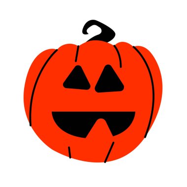 Halloween pumpkin with scary face on white. Evil pumpkin.