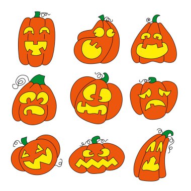 Set pumpkins for Halloween. Vector illustrations.